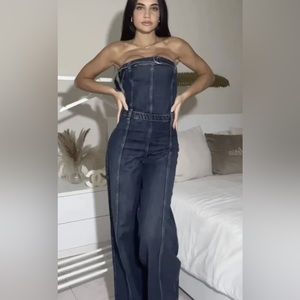 W@W Stunning TRF * ZARA * Navy Denim Strapless Jumpsuit